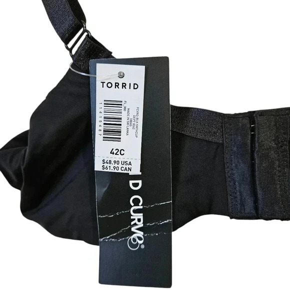 Torrid Curve Black Sexy Full Coverage Lined Supportive Bra 42C - Picture 5 of 8